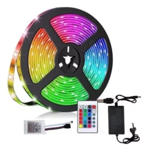 Tira Led Rgb 5050 5mt Exterior Fuente Control Remoto