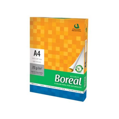 Resma De Papel A4 70grs Hojas Boreal X 500 Hojas Color Blanco